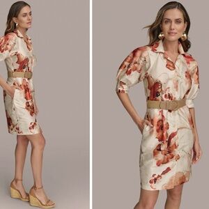 Donna Karan Elegant Multicolor Mini Shirt Dress.